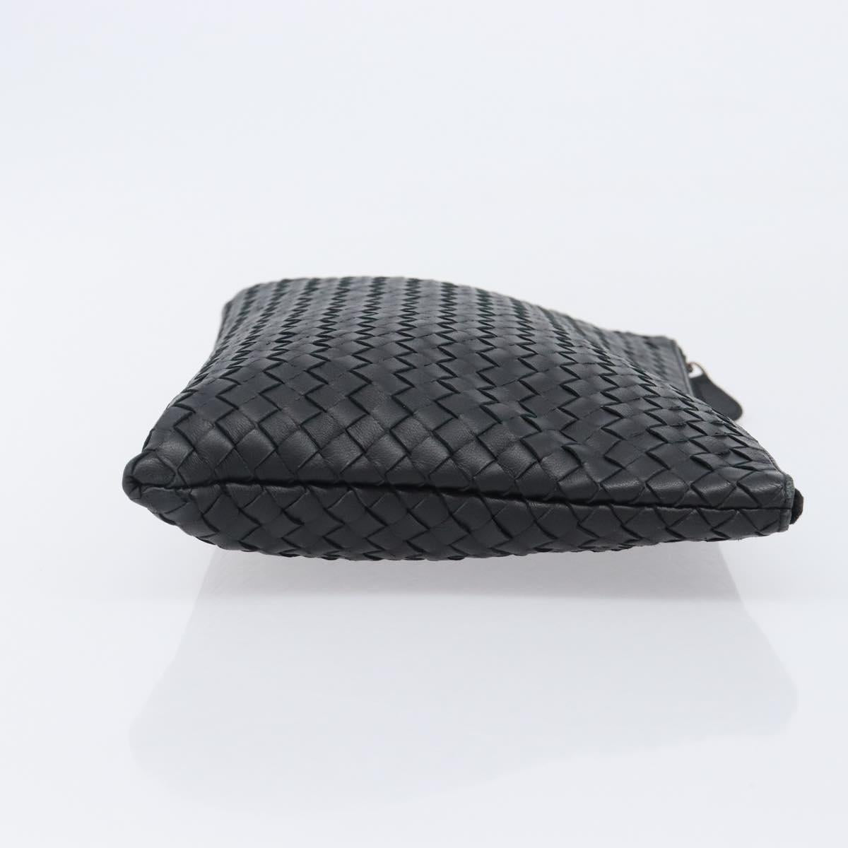 BOTTEGA VENETA INTRECCIATO Clutch Bag Leather Black Auth 202666V