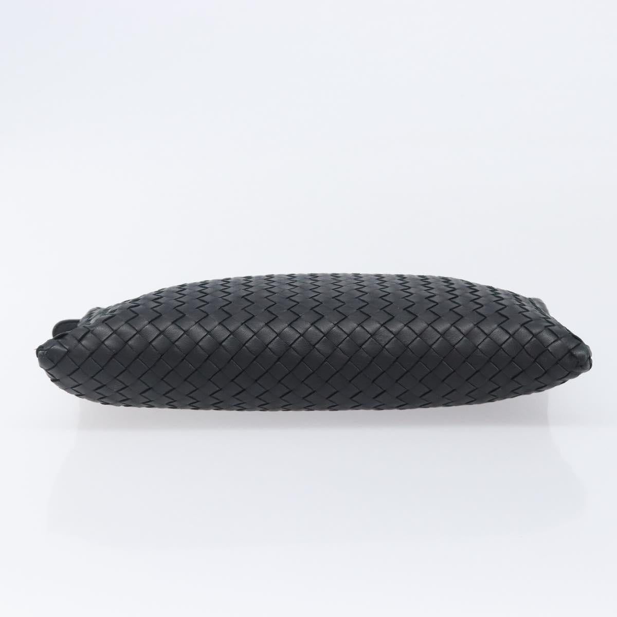 BOTTEGA VENETA INTRECCIATO Clutch Bag Leather Black Auth 202666V
