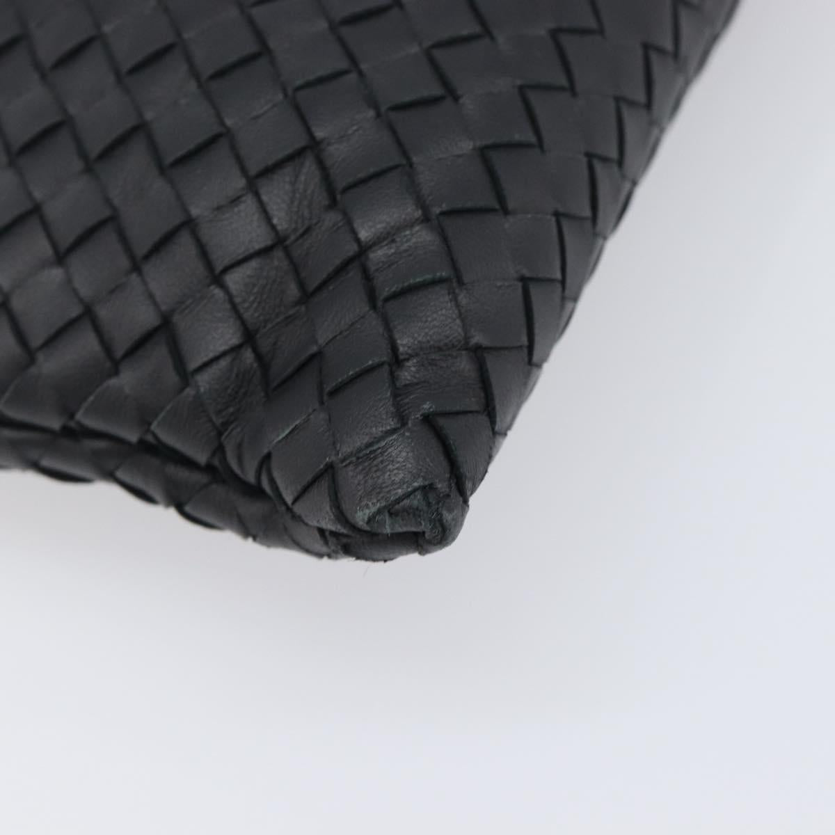 BOTTEGA VENETA INTRECCIATO Clutch Bag Leather Black Auth 202666V