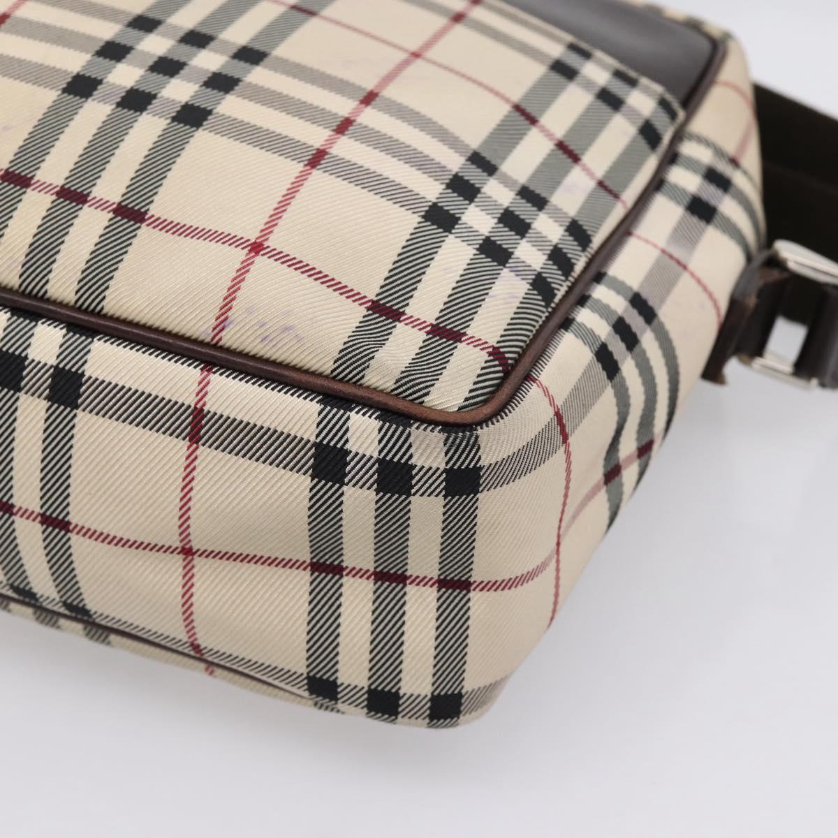 BURBERRY Nova Check Shoulder Bag Canvas Beige Silver Auth 202667