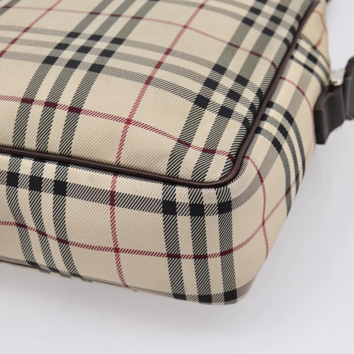BURBERRY Nova Check Shoulder Bag Canvas Beige Silver Auth 202667