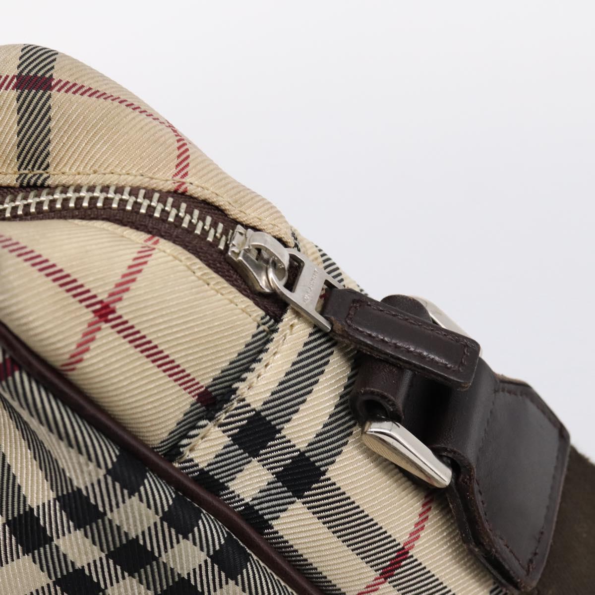BURBERRY Nova Check Shoulder Bag Canvas Beige Silver Auth 202667