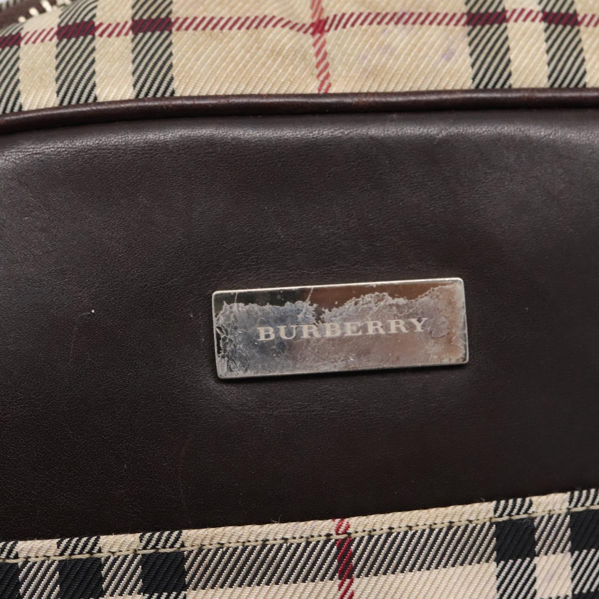 BURBERRY Nova Check Shoulder Bag Canvas Beige Silver Auth 202667