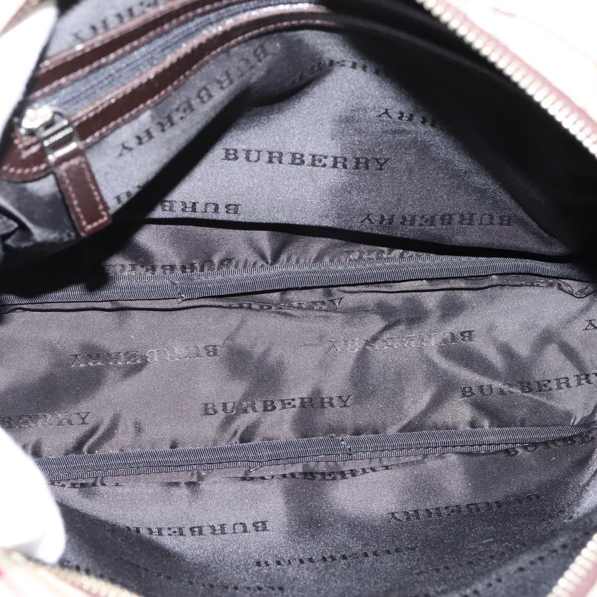 BURBERRY Nova Check Shoulder Bag Canvas Beige Silver Auth 202667
