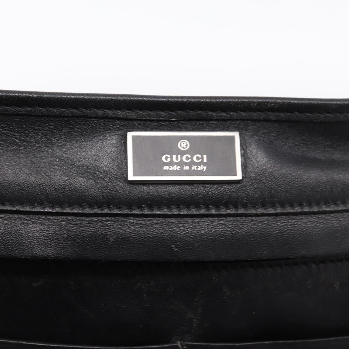 GUCCI Shoulder Bag Leather Black Silver 001 3364 Auth 202668