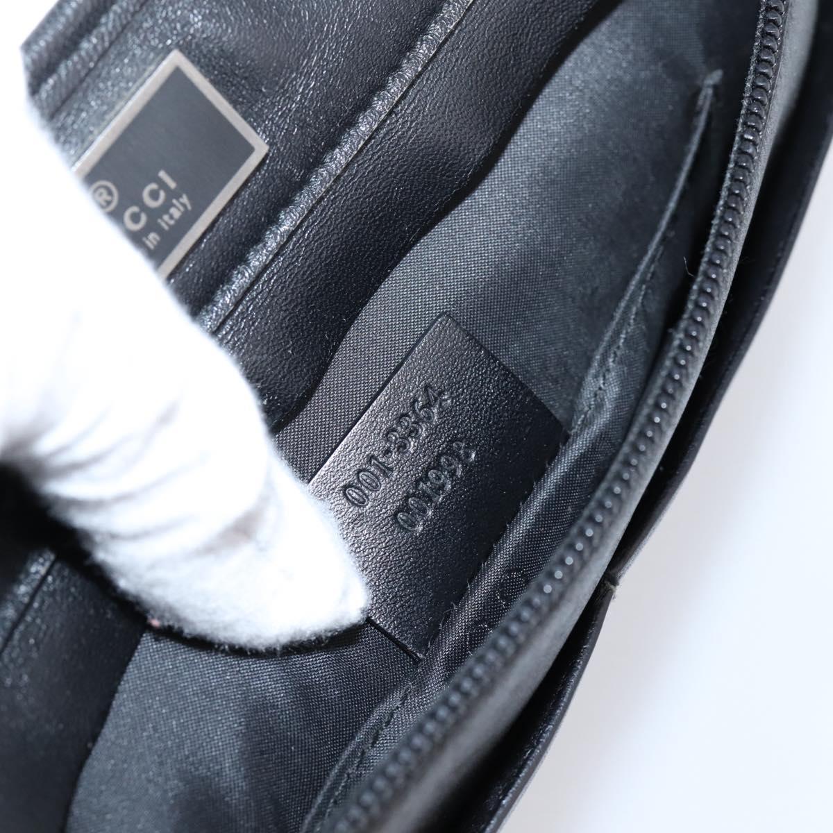 GUCCI Shoulder Bag Leather Black Silver 001 3364 Auth 202668