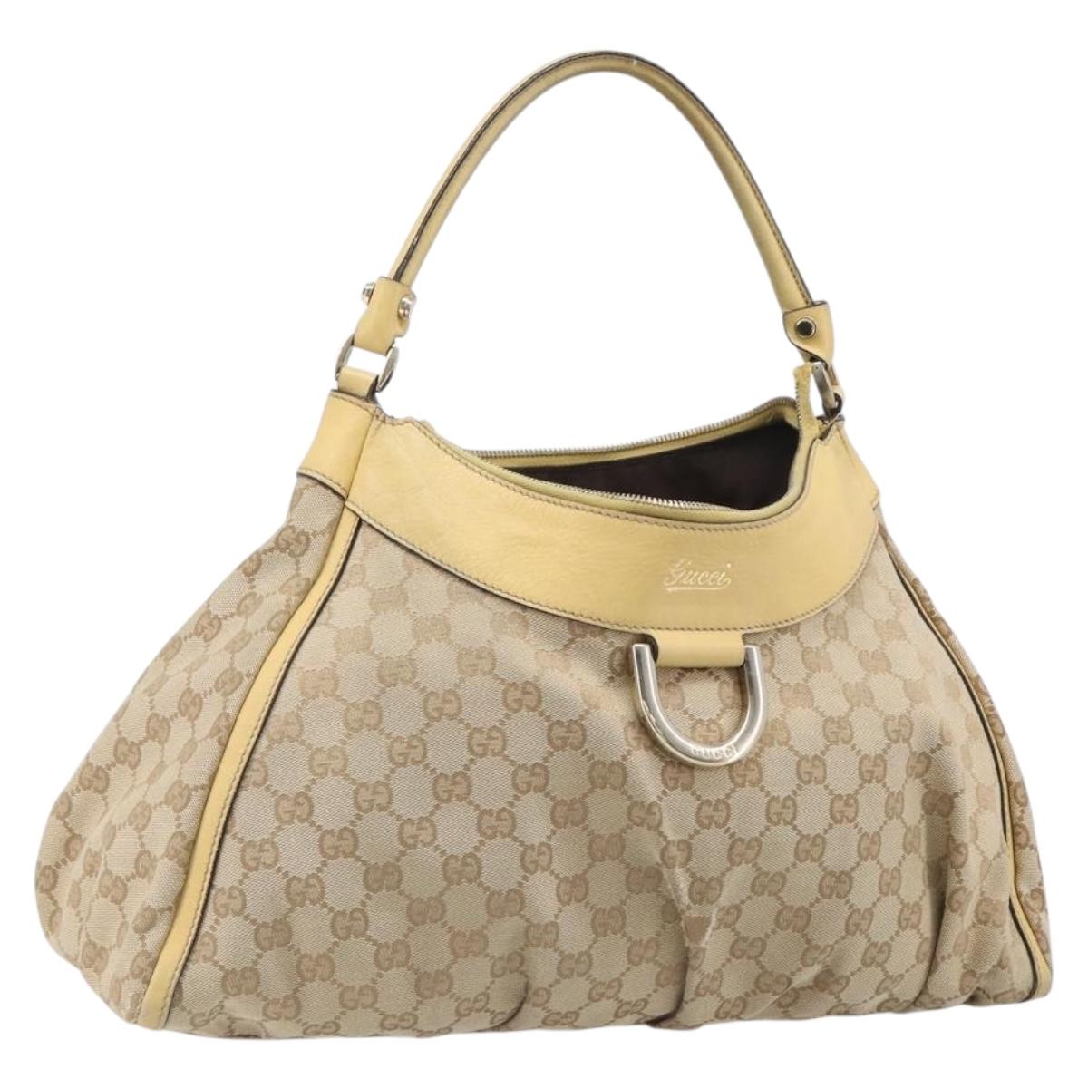 GUCCI GG Canvas Abbey Shoulder Bag Beige Gold Auth 202673