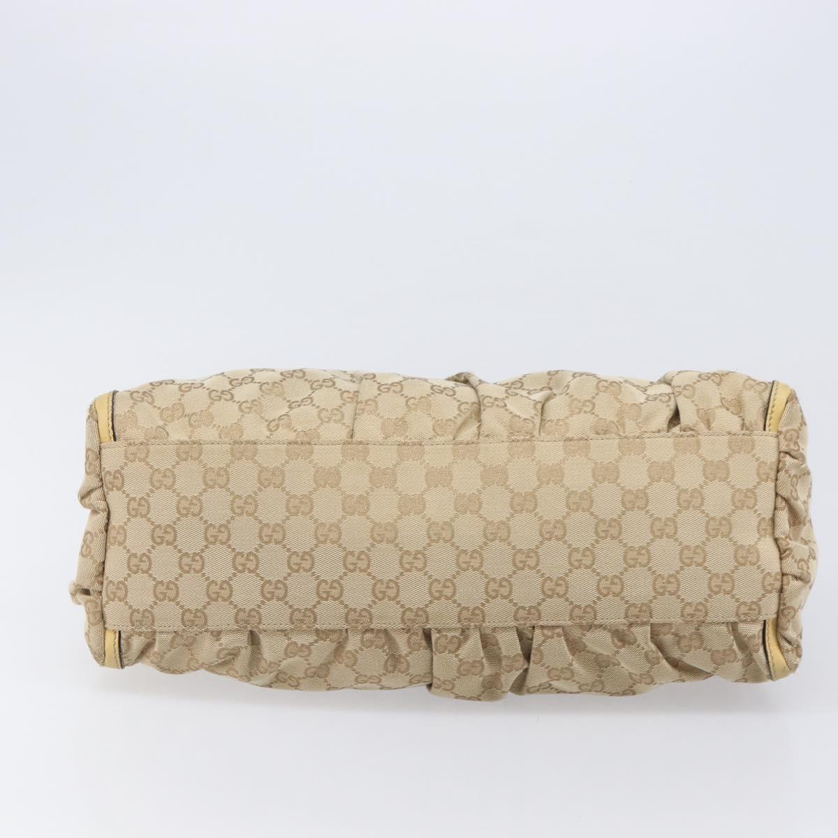 GUCCI GG Canvas Abbey Shoulder Bag Beige Gold Auth 202673