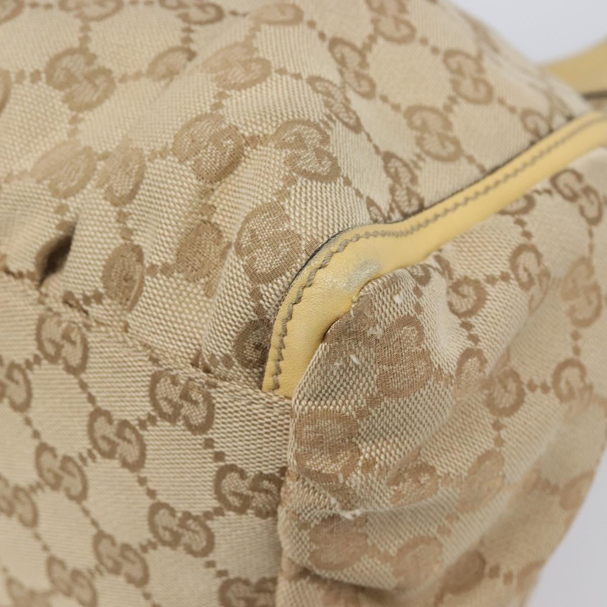 GUCCI GG Canvas Abbey Shoulder Bag Beige Gold Auth 202673