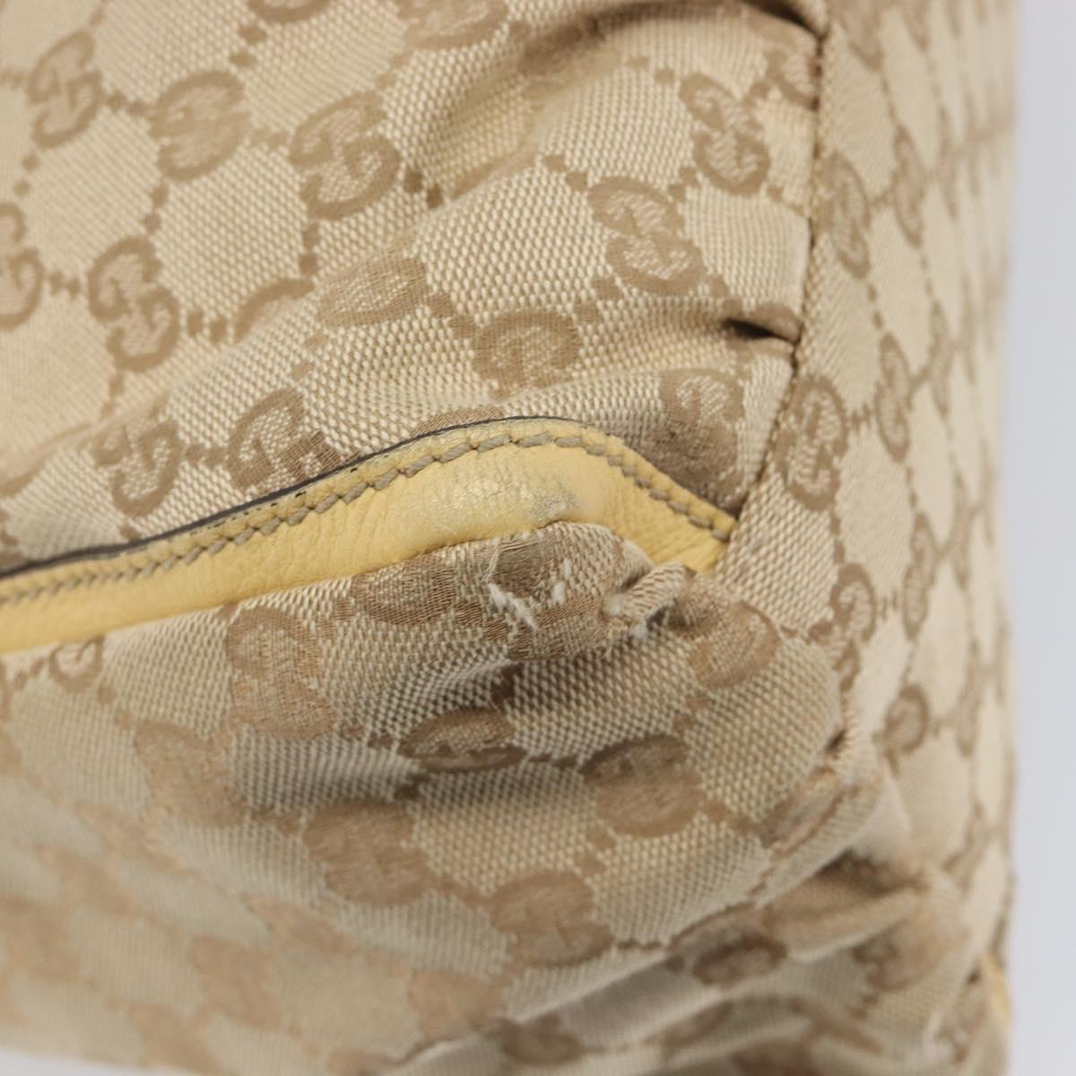 GUCCI GG Canvas Abbey Shoulder Bag Beige Gold Auth 202673