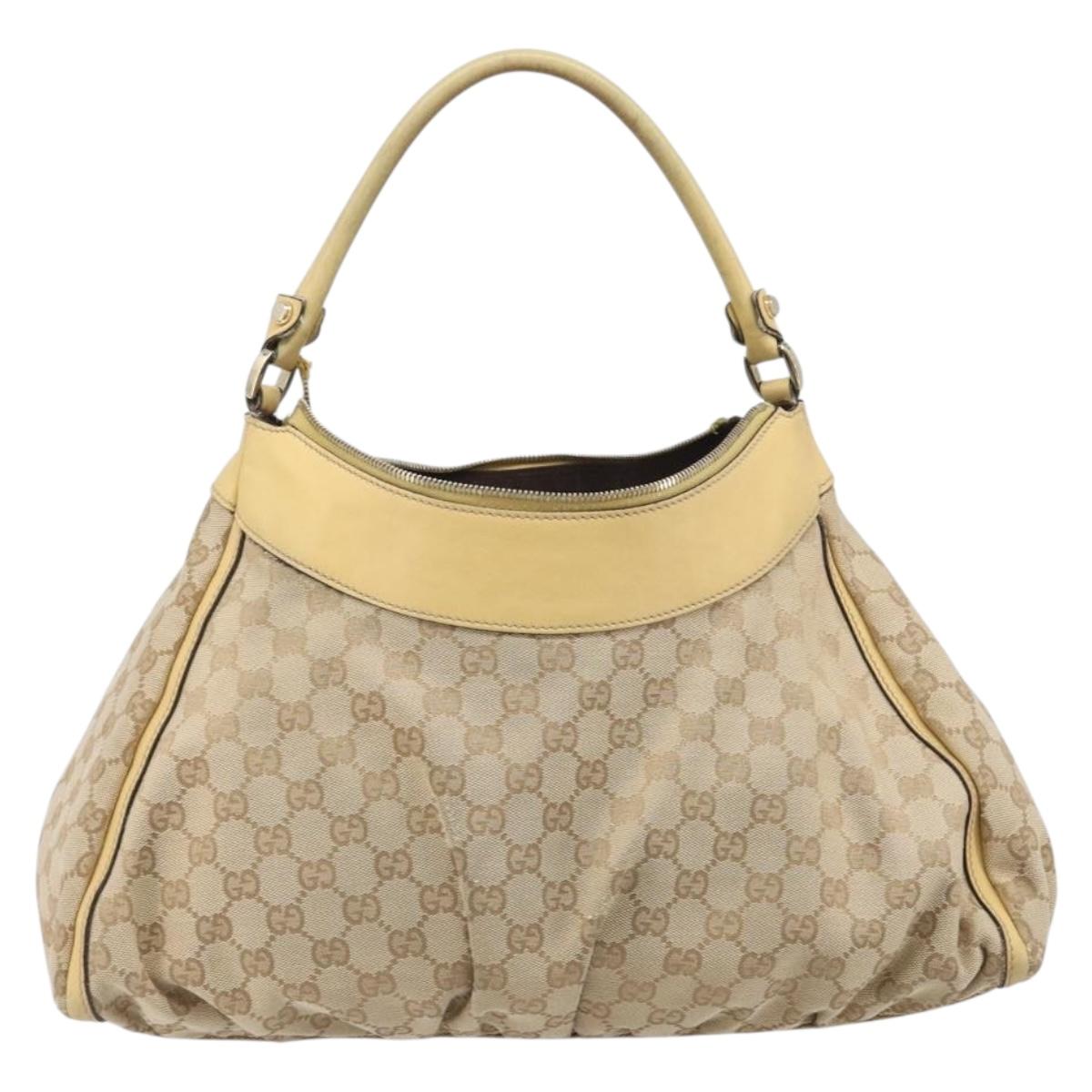 GUCCI GG Canvas Abbey Shoulder Bag Beige Gold Auth 202673