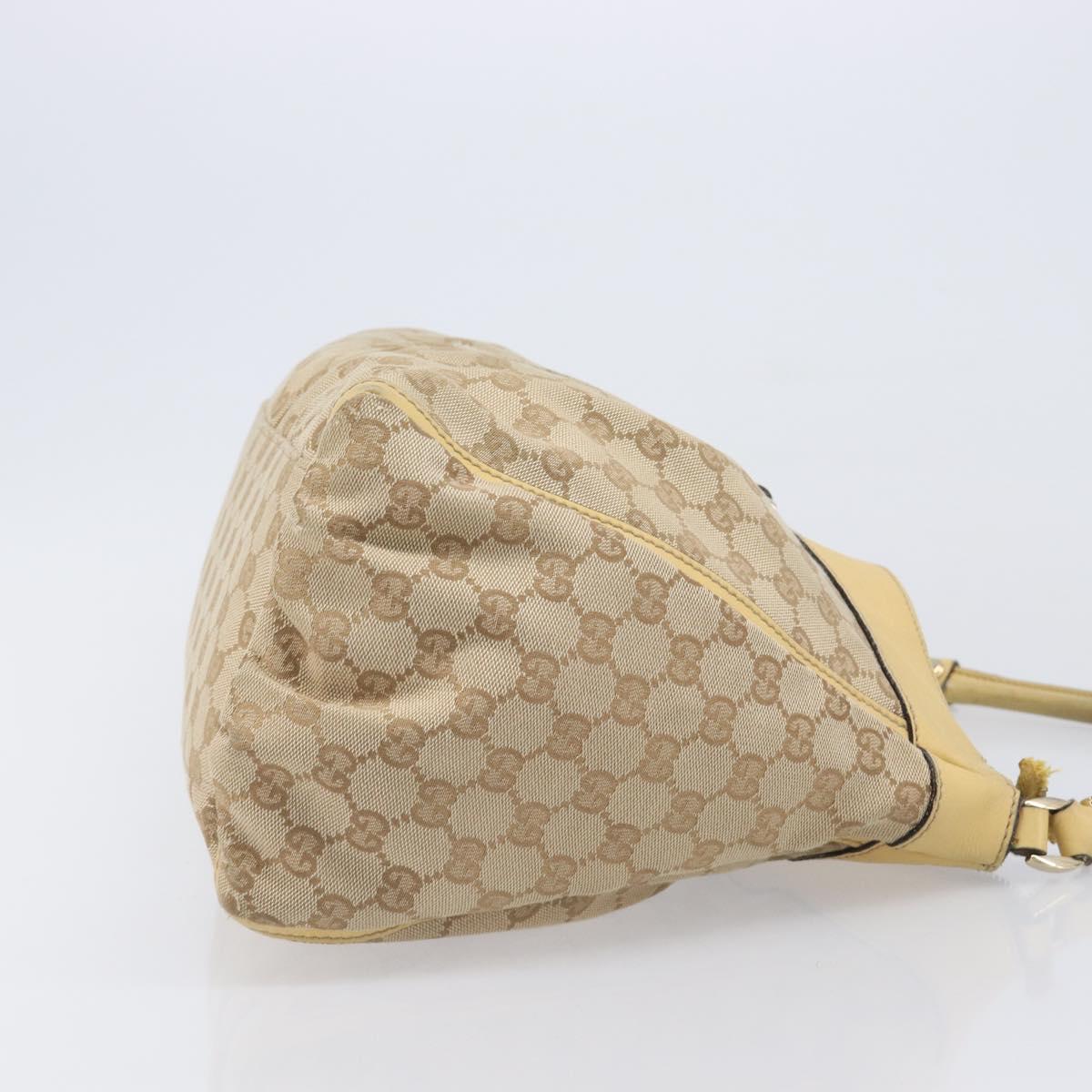 GUCCI GG Canvas Abbey Shoulder Bag Beige Gold Auth 202673