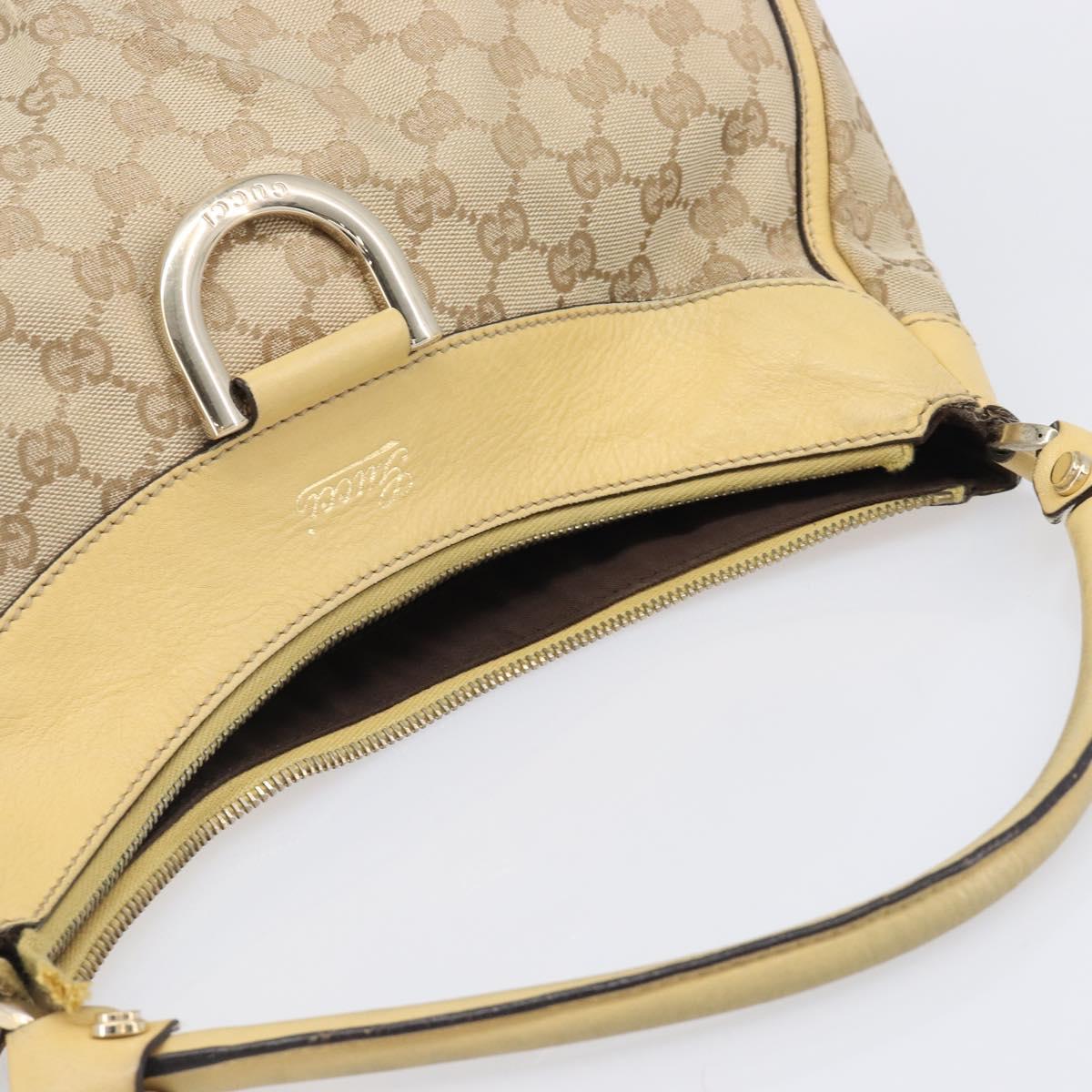 GUCCI GG Canvas Abbey Shoulder Bag Beige Gold Auth 202673