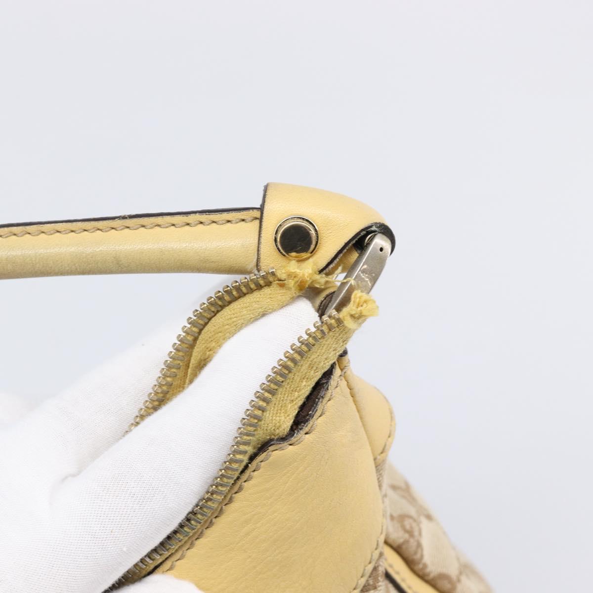 GUCCI GG Canvas Abbey Shoulder Bag Beige Gold Auth 202673