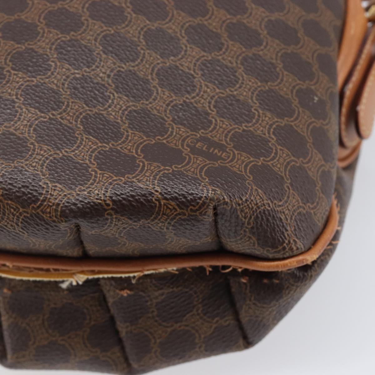 CELINE Macadam Canvas Shoulder Bag PVC Leather Brown Gold Auth 202674