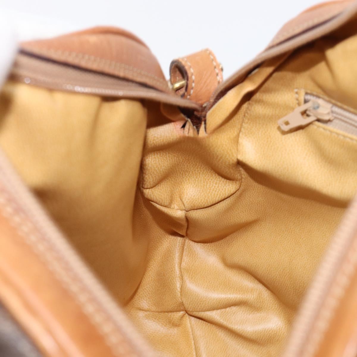 CELINE Macadam Canvas Shoulder Bag PVC Leather Brown Gold Auth 202674