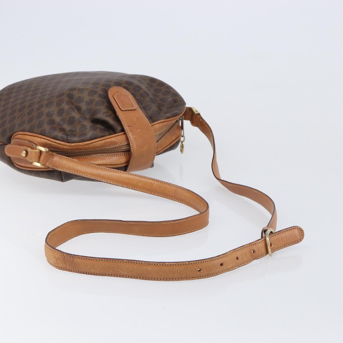 CELINE Macadam Canvas Shoulder Bag PVC Leather Brown Gold Auth 202674