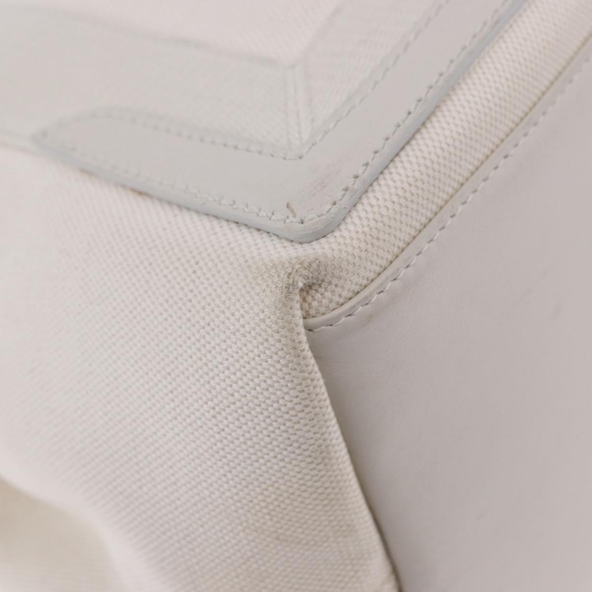 BALENCIAGA Navy Cabas Hand Bag Canvas Ivory Silver 339933 Auth 202675A
