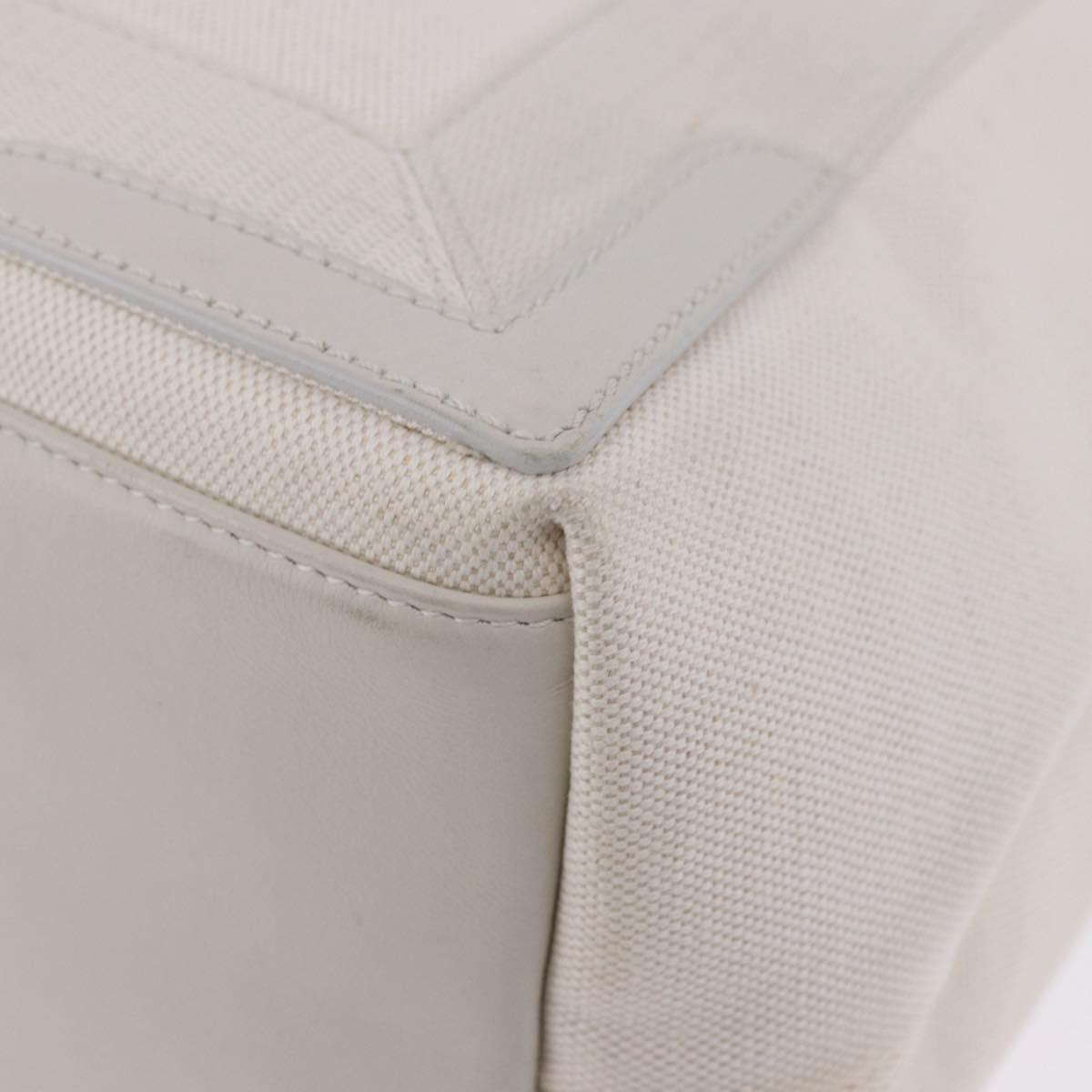 BALENCIAGA Navy Cabas Hand Bag Canvas Ivory Silver 339933 Auth 202675A
