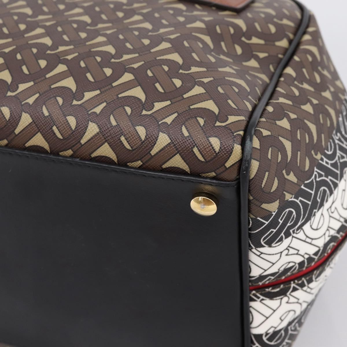 BURBERRY Monogram Cube Hand Bag PVC Brown Gold Auth 202676