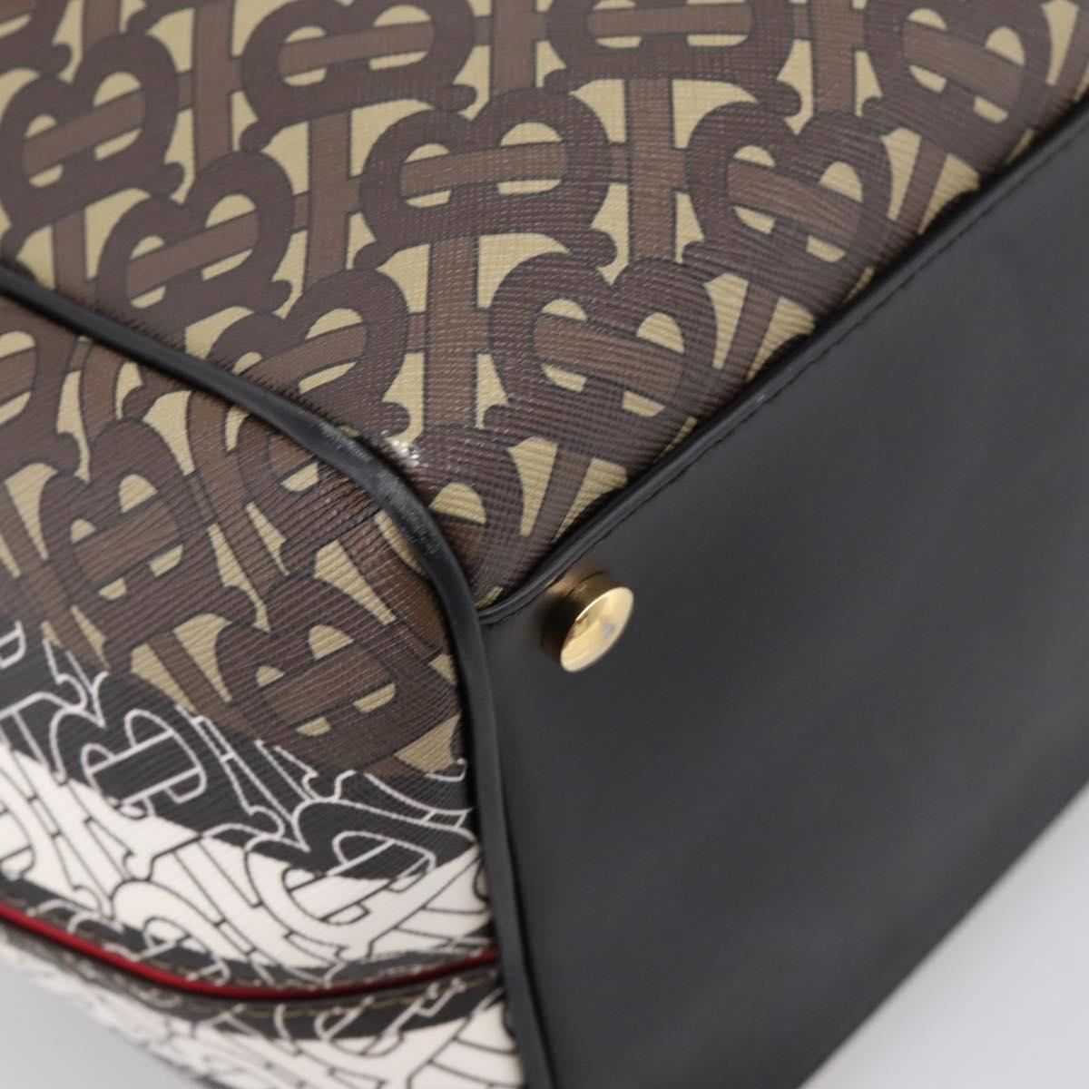 BURBERRY Monogram Cube Hand Bag PVC Brown Gold Auth 202676