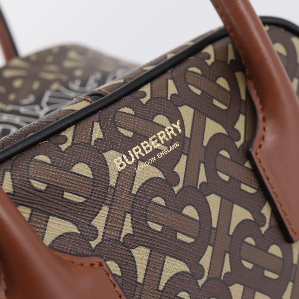 BURBERRY Monogram Cube Hand Bag PVC Brown Gold Auth 202676