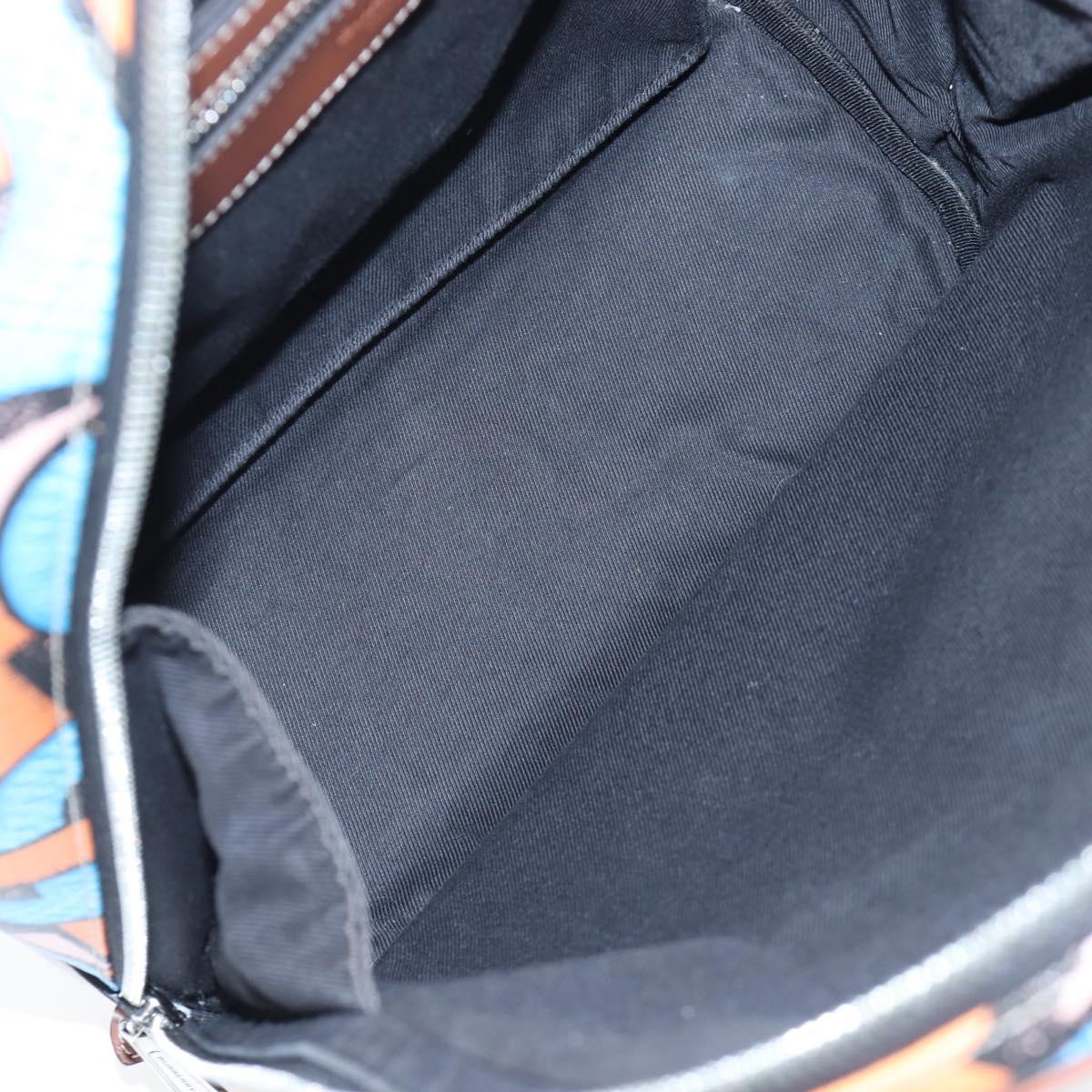 BURBERRY Monogram Summer Backpack PVC Canvas Blue Silver Auth 202677M