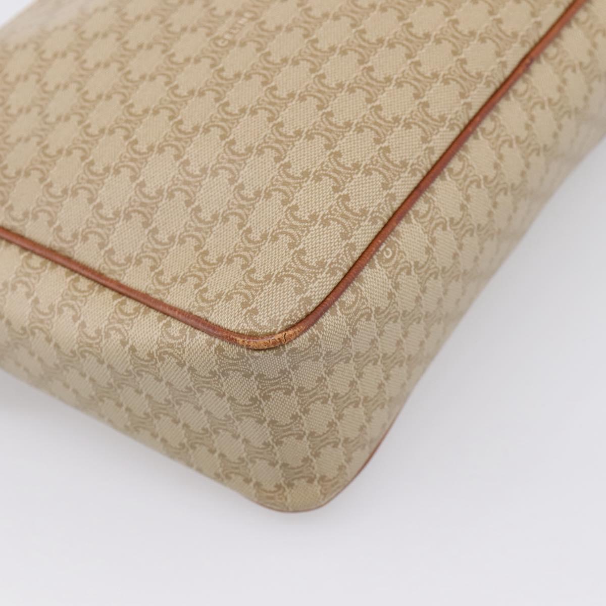 CELINE Macadam Canvas Shoulder Bag PVC Beige Gold Auth 202679