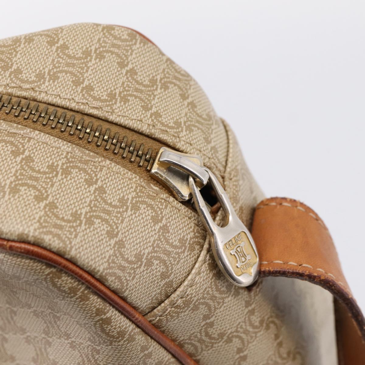 CELINE Macadam Canvas Shoulder Bag PVC Beige Gold Auth 202679