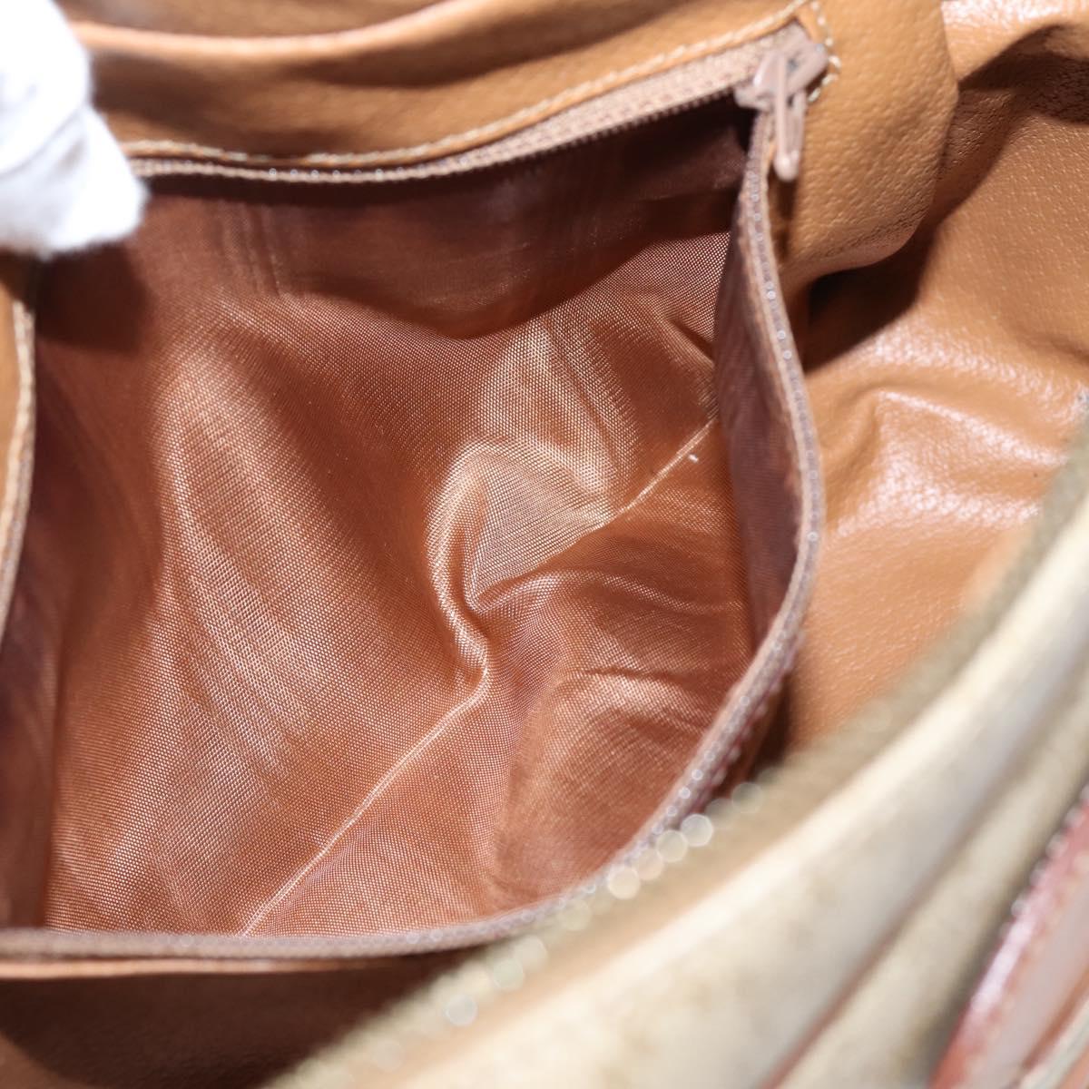CELINE Macadam Canvas Shoulder Bag PVC Beige Gold Auth 202679