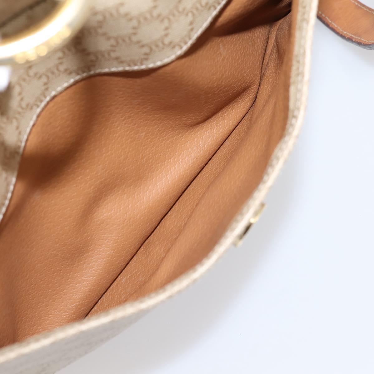 CELINE Macadam Canvas Shoulder Bag PVC Beige Gold Auth 202679