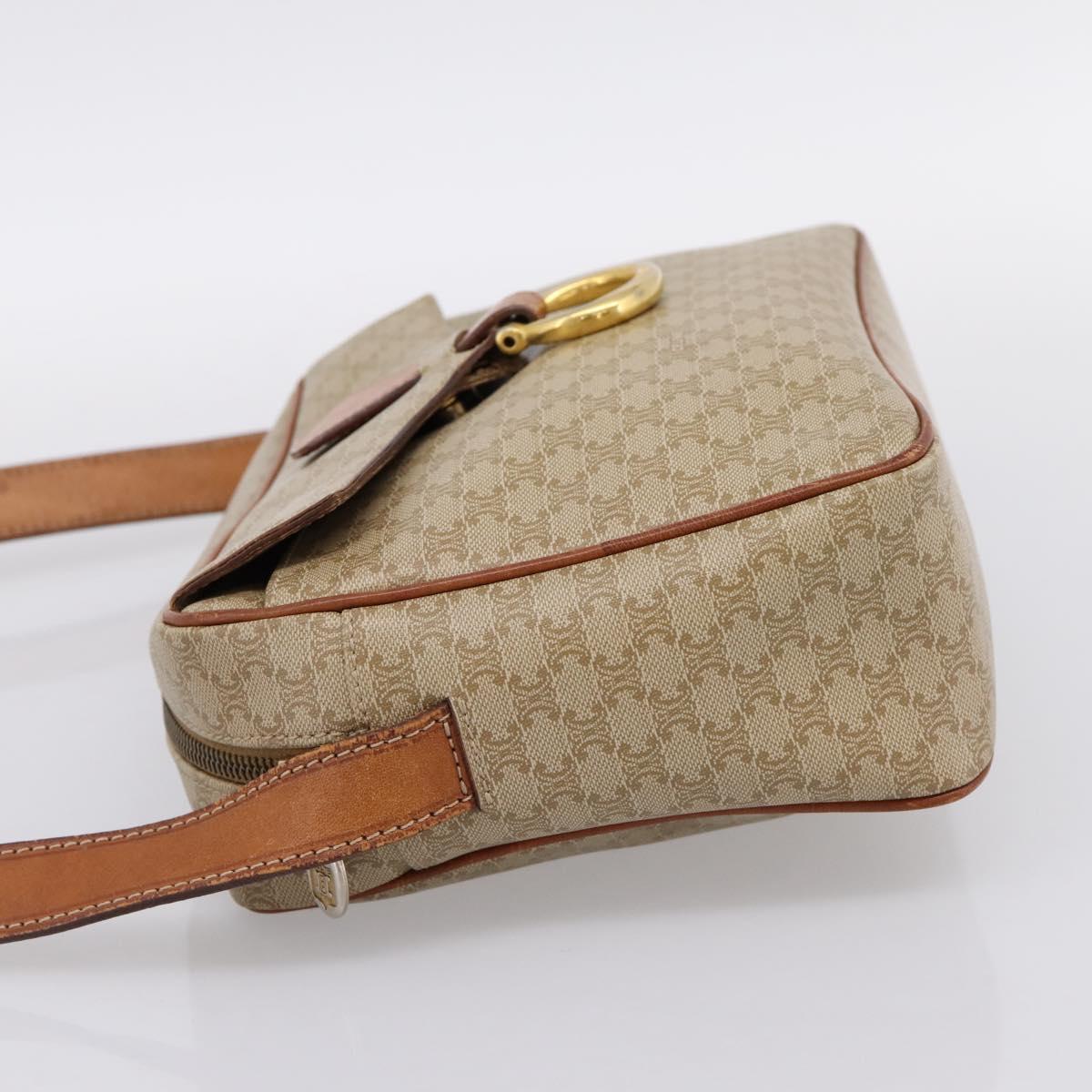 CELINE Macadam Canvas Shoulder Bag PVC Beige Gold Auth 202679