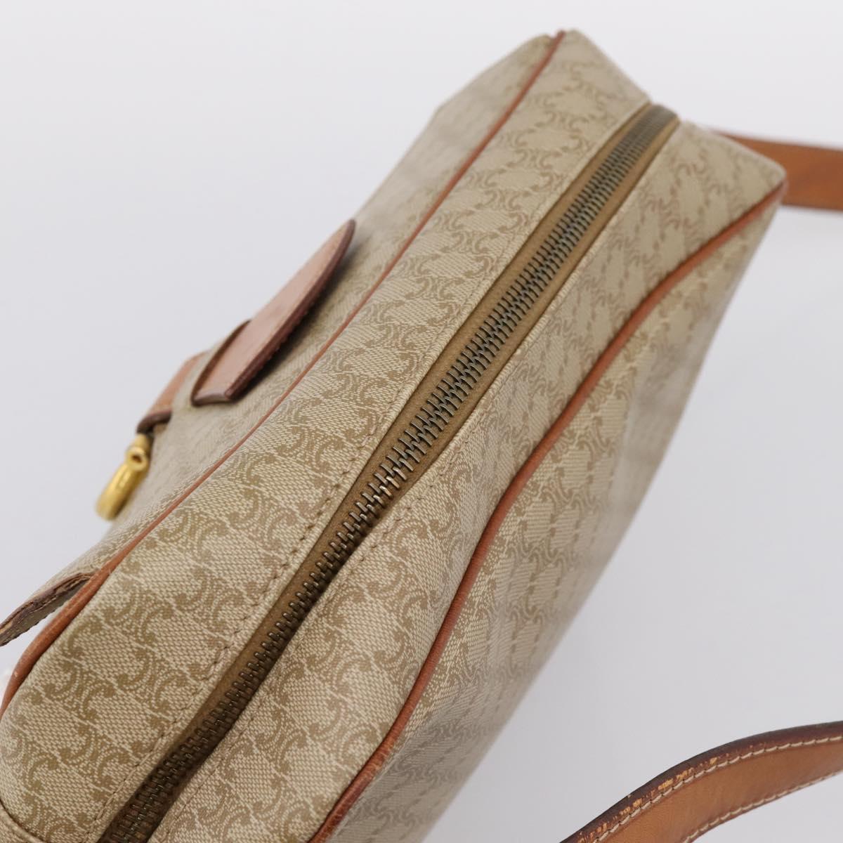 CELINE Macadam Canvas Shoulder Bag PVC Beige Gold Auth 202679