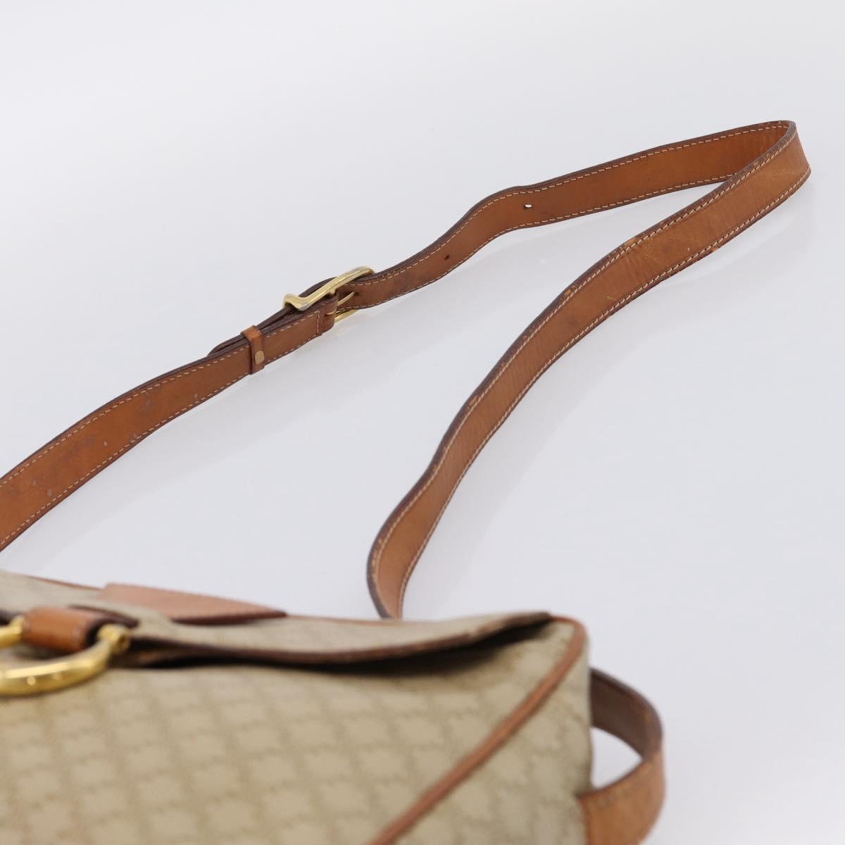 CELINE Macadam Canvas Shoulder Bag PVC Beige Gold Auth 202679