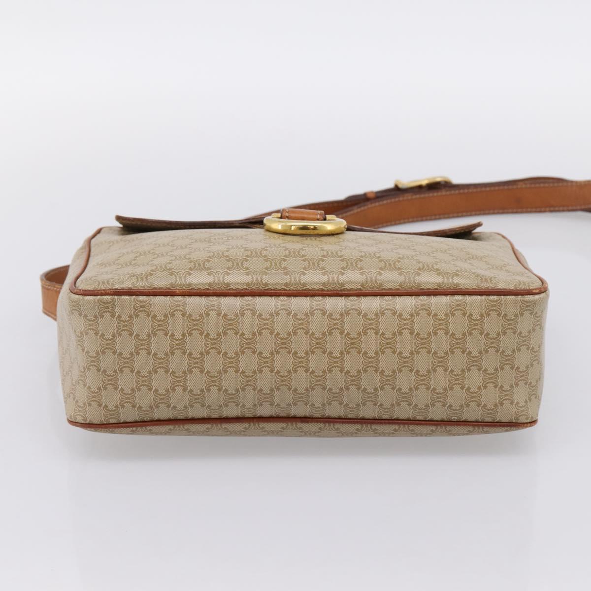 CELINE Macadam Canvas Shoulder Bag PVC Beige Gold Auth 202679