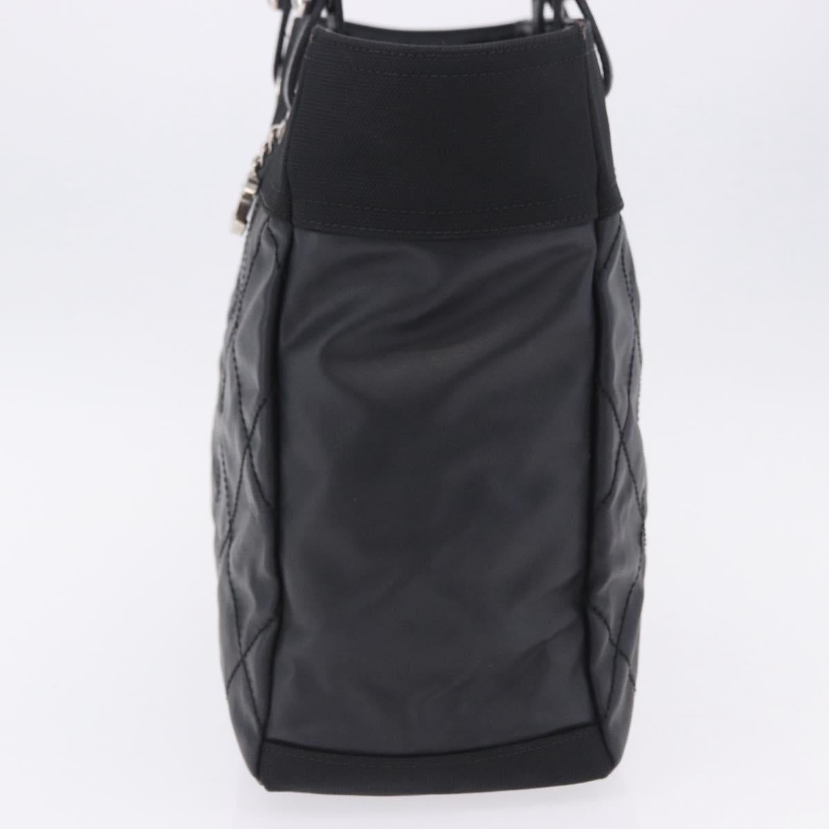 CHANEL Paris Biarritz Hand Bag PVC Canvas Black Silver CC Auth 202681V