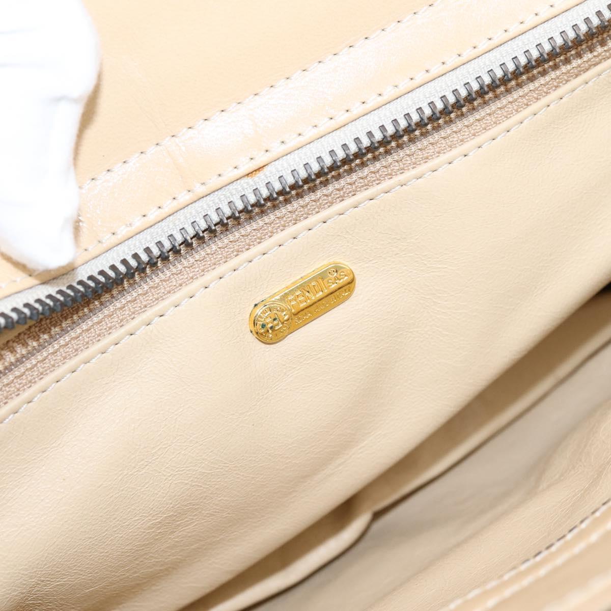 FENDI Hand Bag Leather Gold Auth 202684A