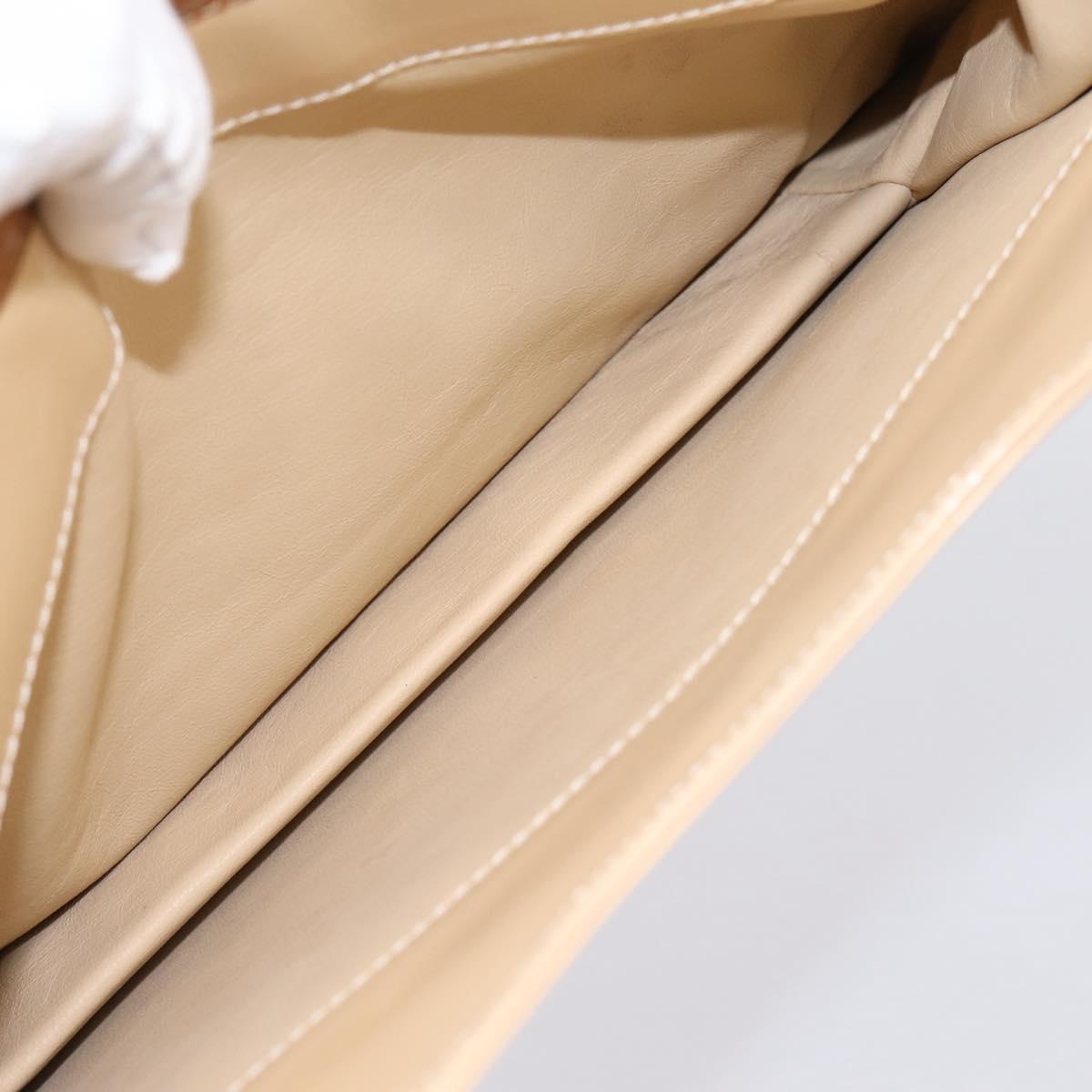 FENDI Hand Bag Leather Gold Auth 202684A