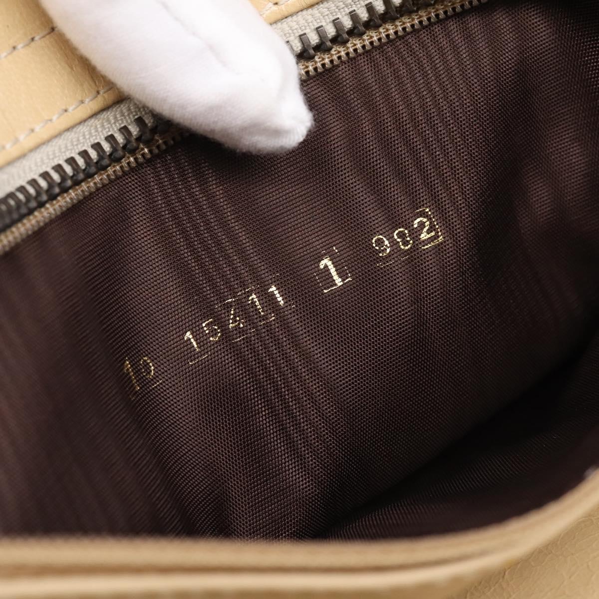 FENDI Hand Bag Leather Gold Auth 202684A