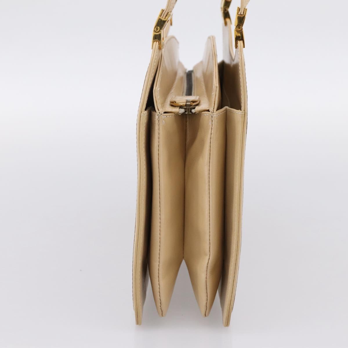 FENDI Hand Bag Leather Gold Auth 202684A