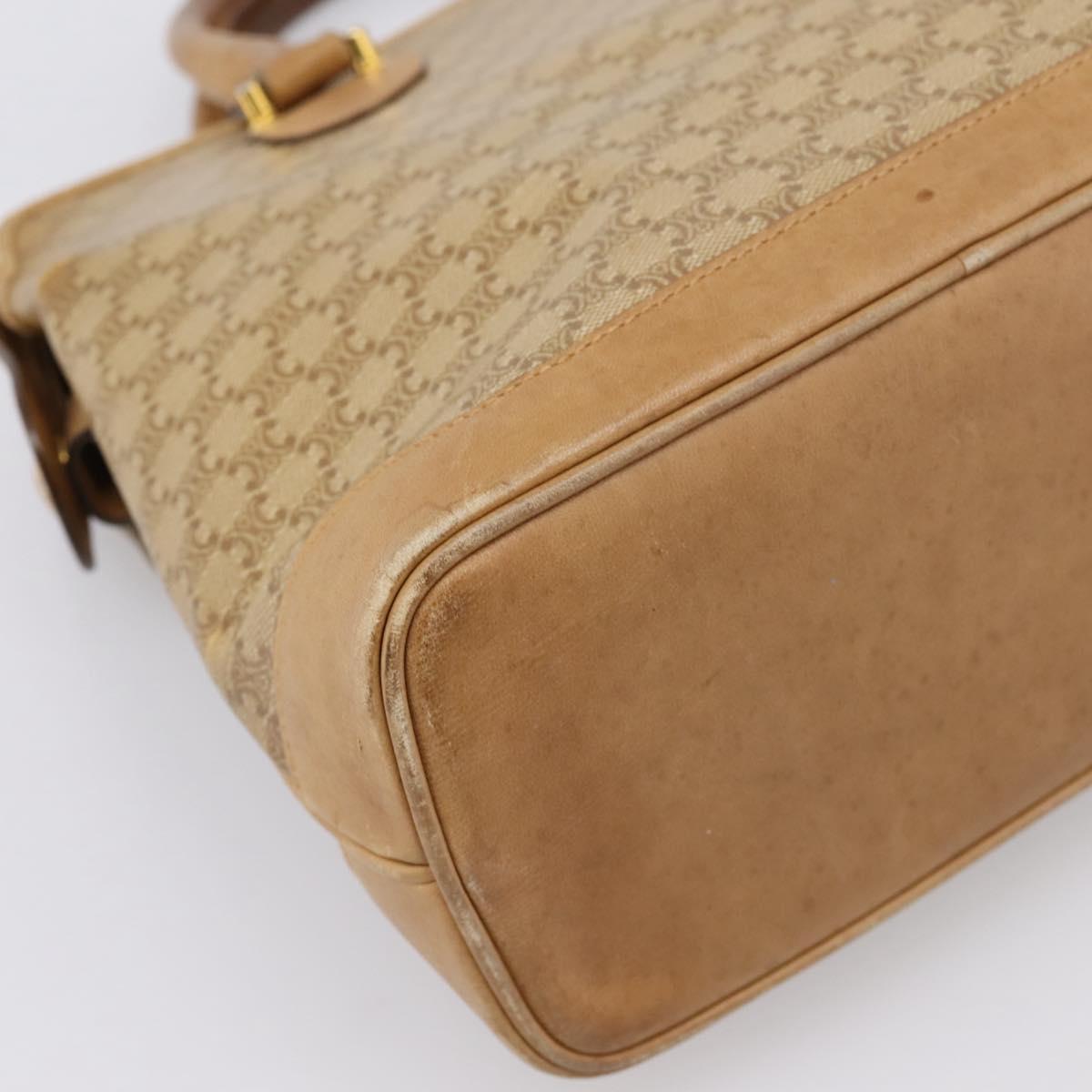 CELINE Macadam Canvas Hand Bag PVC Beige Gold Auth 202687