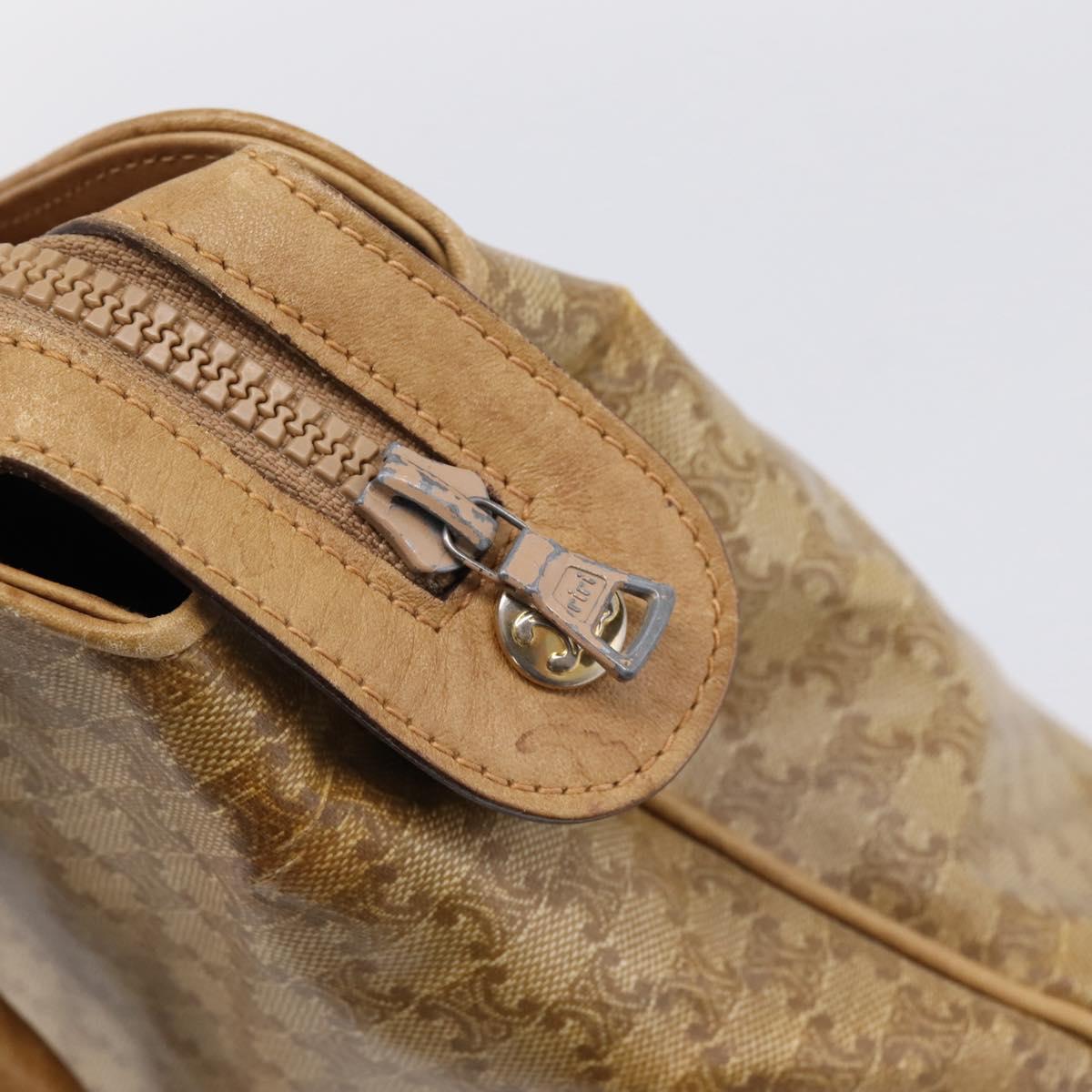 CELINE Macadam Canvas Hand Bag PVC Beige Gold Auth 202687