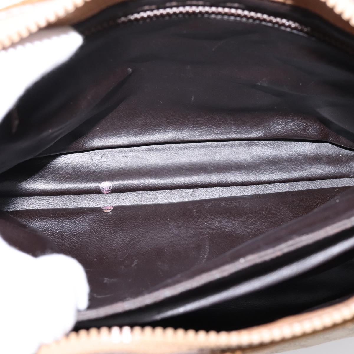 CELINE Macadam Canvas Hand Bag PVC Beige Gold Auth 202687