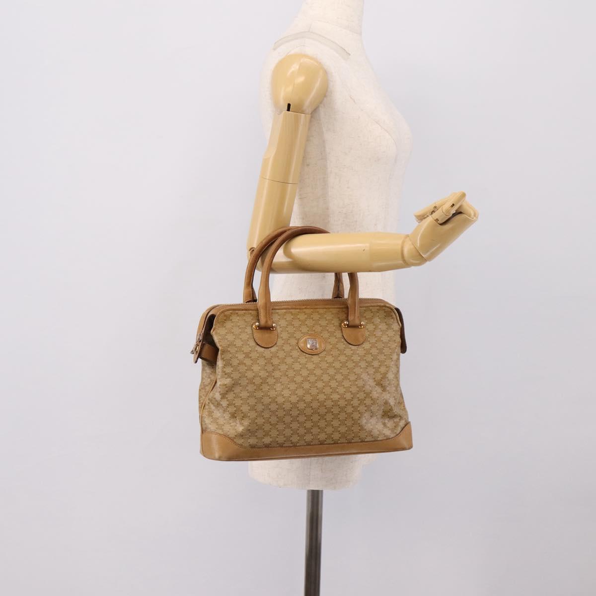 CELINE Macadam Canvas Hand Bag PVC Beige Gold Auth 202687