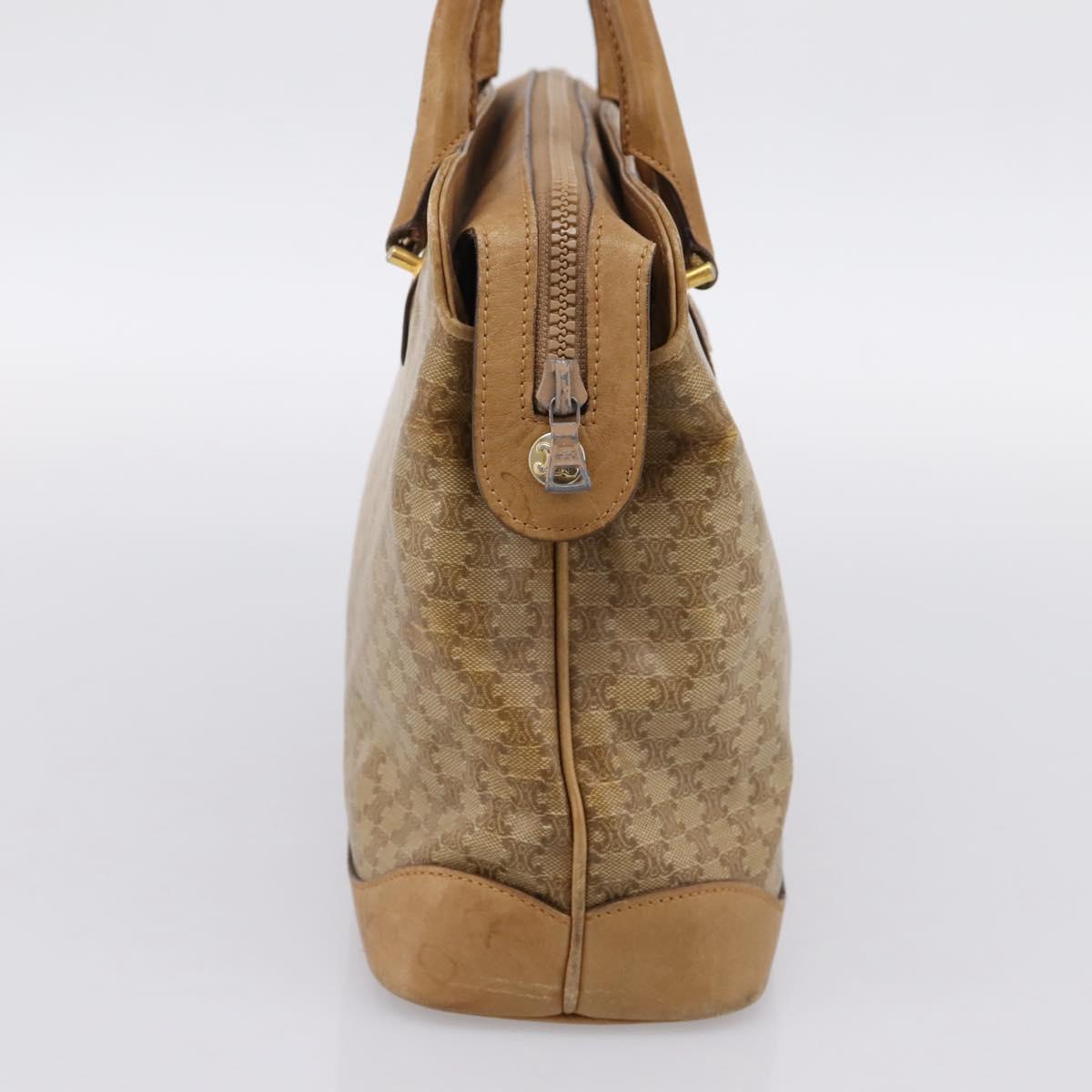 CELINE Macadam Canvas Hand Bag PVC Beige Gold Auth 202687