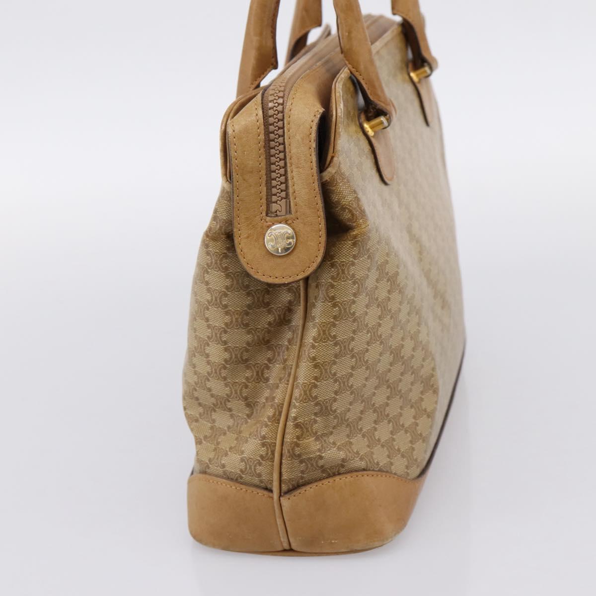 CELINE Macadam Canvas Hand Bag PVC Beige Gold Auth 202687