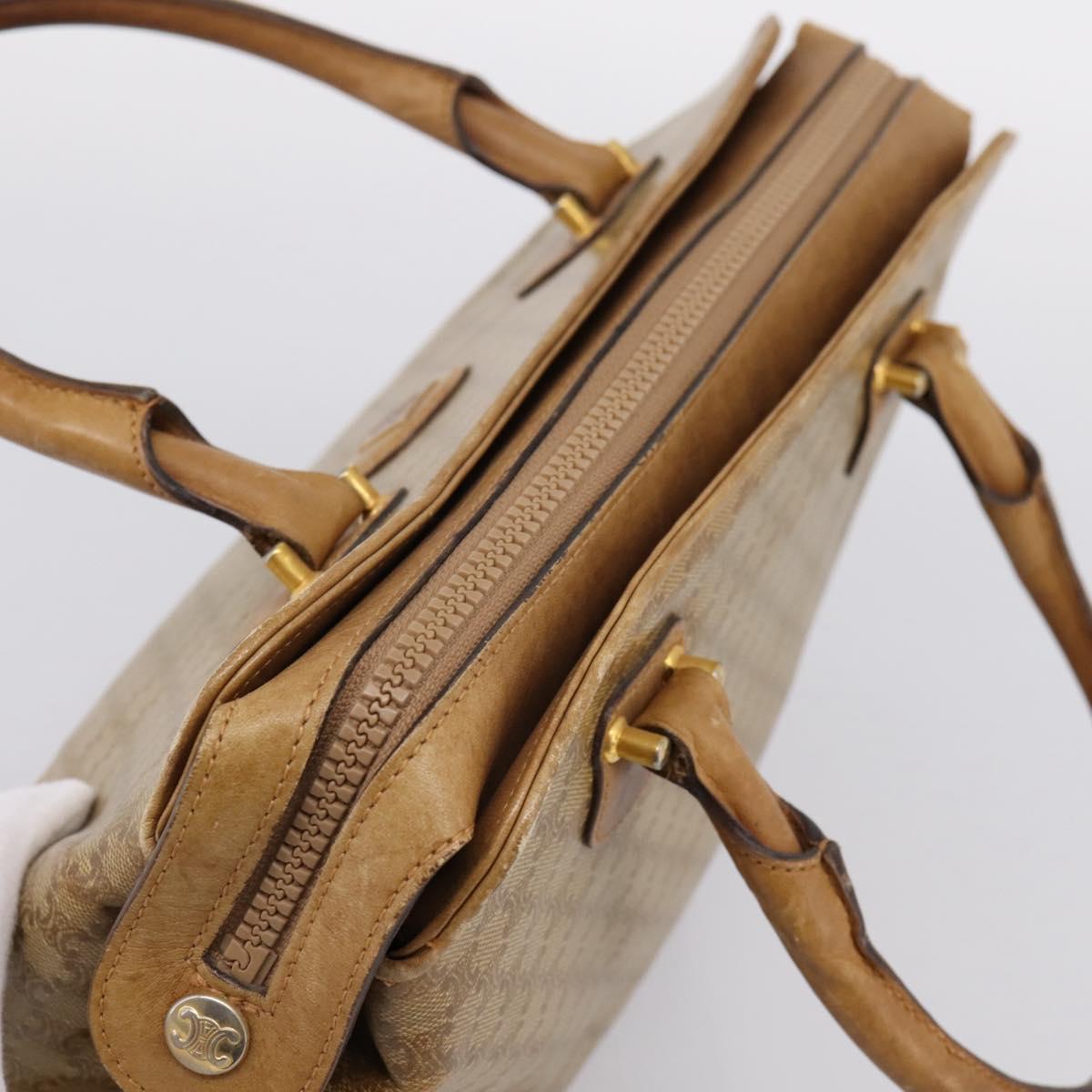 CELINE Macadam Canvas Hand Bag PVC Beige Gold Auth 202687