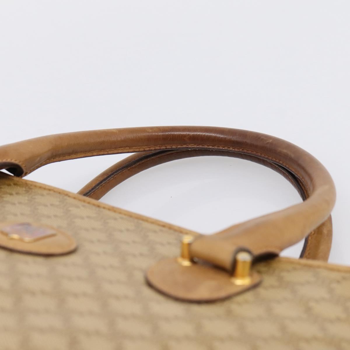 CELINE Macadam Canvas Hand Bag PVC Beige Gold Auth 202687
