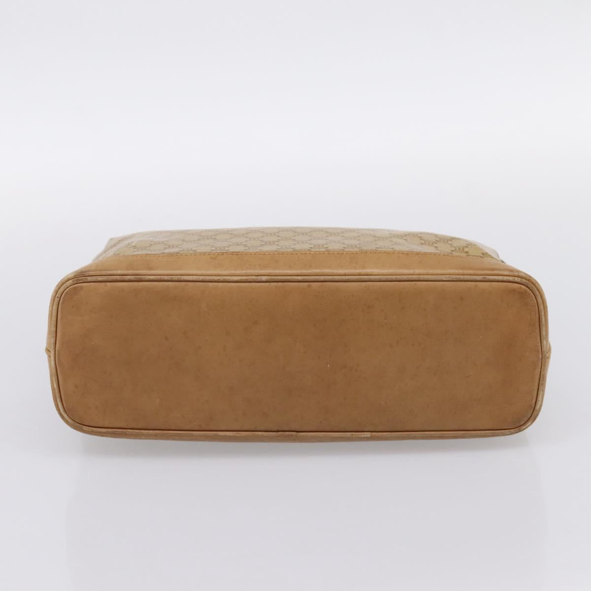 CELINE Macadam Canvas Hand Bag PVC Beige Gold Auth 202687
