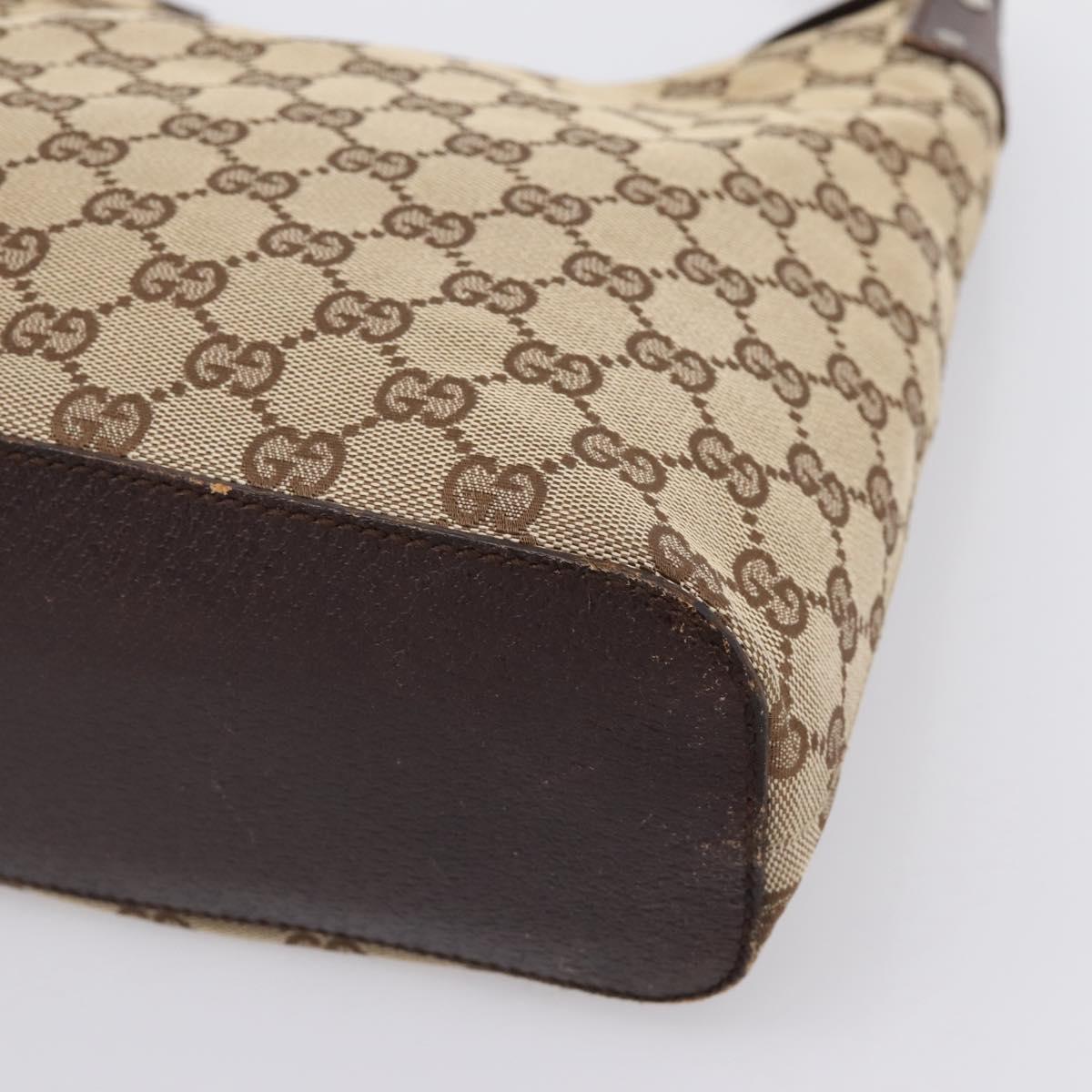 GUCCI GG Canvas Shoulder Bag Beige Silver 115003 Auth 202688A